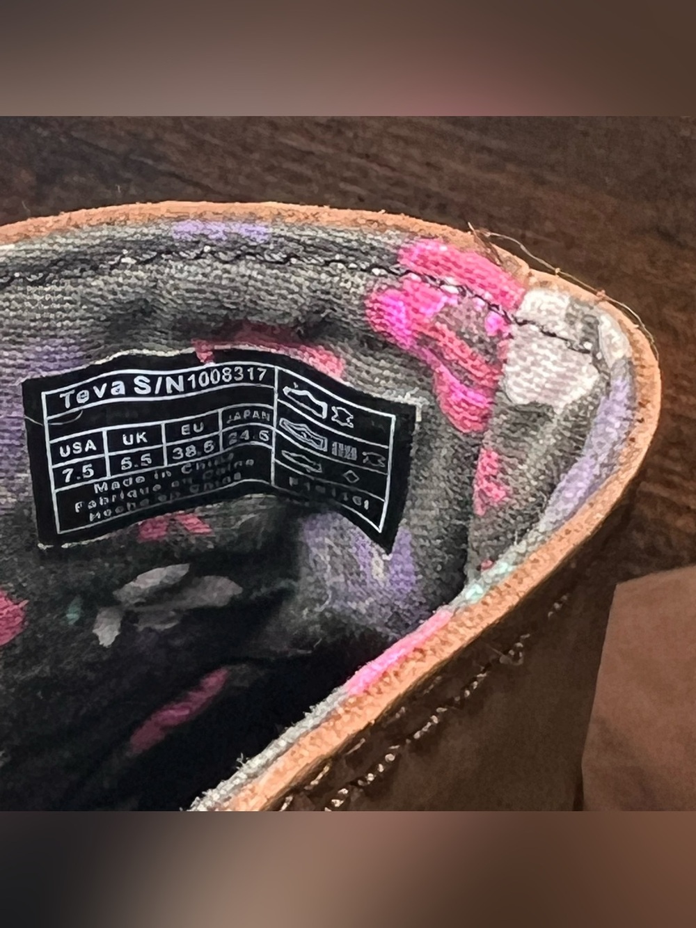 Teva Brown Suede Ankle Boots with Floral Lining - Picture 6 of 8